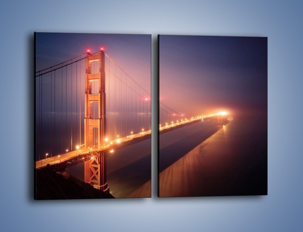 Obraz na płótnie – Most Golden Gate w nocnej mgle – dwuczęściowy prostokątny pionowy AM490