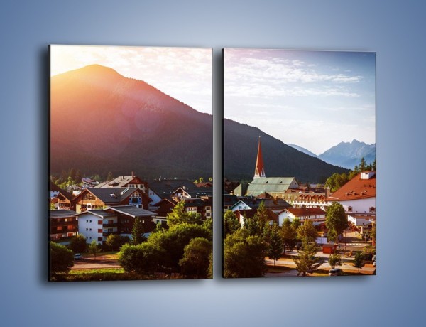 Obraz na płótnie – Austryjackie miasteczko u podnóży gór – dwuczęściowy prostokątny pionowy AM496