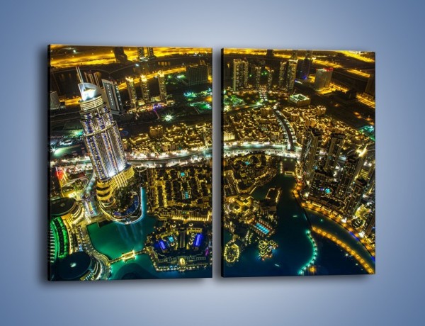 Obraz na płótnie – Dubaj nocą z lotu ptaka – dwuczęściowy prostokątny pionowy AM507