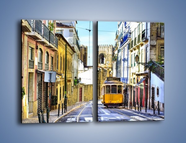 Obraz na płótnie – Romantyczna uliczka w Lizbonie – dwuczęściowy prostokątny pionowy AM530