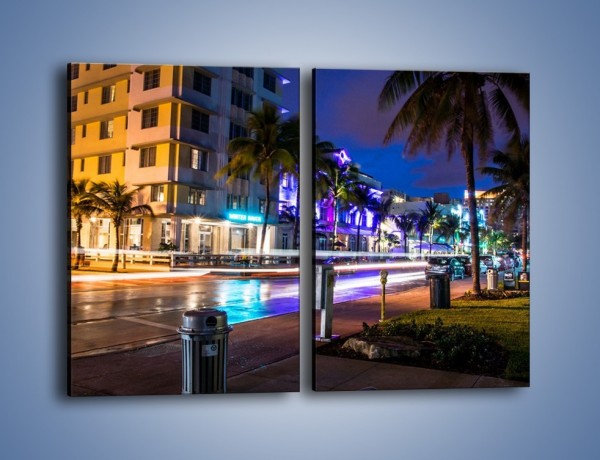 Obraz na płótnie – Ulice Miami nocą – dwuczęściowy prostokątny pionowy AM536