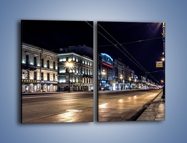 Obraz na płótnie – Ulica w Petersburgu nocą – dwuczęściowy prostokątny pionowy AM544