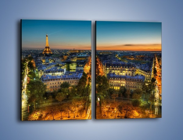 Obraz na płótnie – Rozświetlony Paryż wieczorową porą – dwuczęściowy prostokątny pionowy AM549