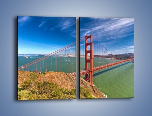 Obraz na płótnie – Most Golden Gate o poranku – dwuczęściowy prostokątny pionowy AM600