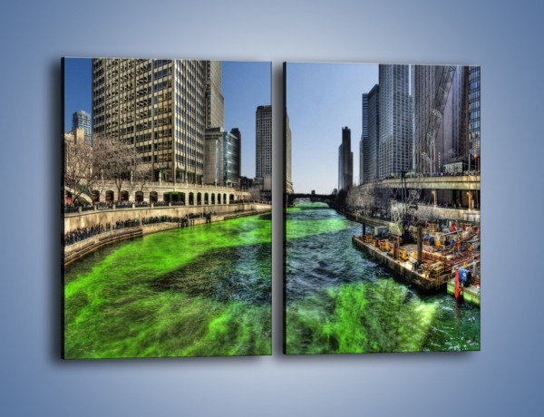 Obraz na płótnie – Chicago River w Dzień św. Patryka – dwuczęściowy prostokątny pionowy AM605