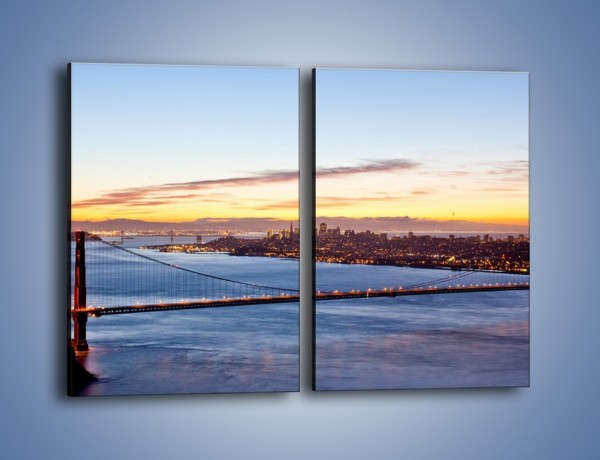 Obraz na płótnie – Most Golden Gate o zachodzie słońca – dwuczęściowy prostokątny pionowy AM608