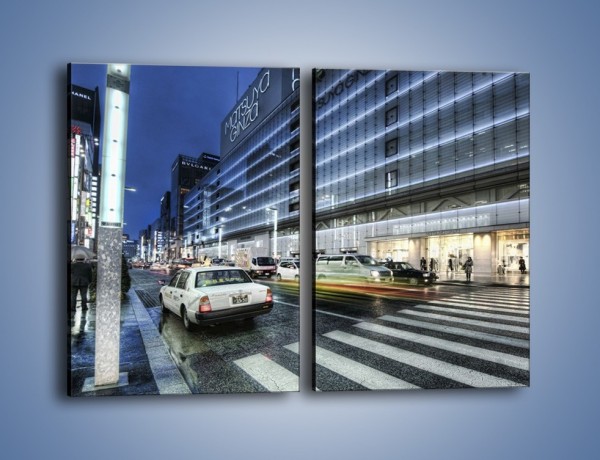Obraz na płótnie – Ulica Tokyo w deszczu – dwuczęściowy prostokątny pionowy AM613