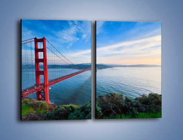 Obraz na płótnie – Most Golden Gate wczesnym rankiem – dwuczęściowy prostokątny pionowy AM636