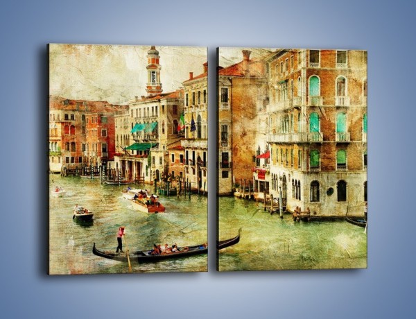 Obraz na płótnie – Weneckie Canal Grande w stylu vintage – dwuczęściowy prostokątny pionowy AM643