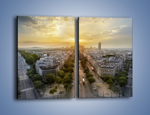 Obraz na płótnie – Zachód słońca nad Paryżem – dwuczęściowy prostokątny pionowy AM649