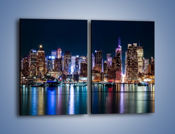Obraz na płótnie – Nocna panorama Nowego Yorku – dwuczęściowy prostokątny pionowy AM658