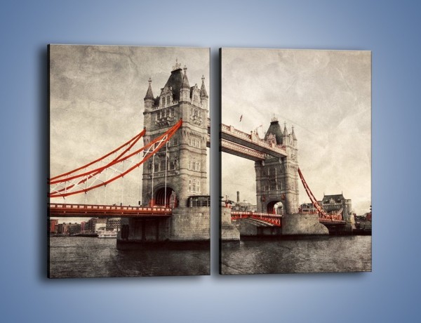 Obraz na płótnie – Tower Bridge w stylu vintage – dwuczęściowy prostokątny pionowy AM668