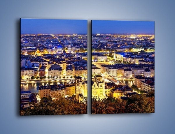 Obraz na płótnie – Nocna panorama Lyonu – dwuczęściowy prostokątny pionowy AM707