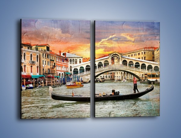 Obraz na płótnie – Most Rialto w Wenecji w stylu vintage – dwuczęściowy prostokątny pionowy AM711