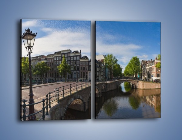 Obraz na płótnie – Panorama amsterdamskiego kanału – dwuczęściowy prostokątny pionowy AM714