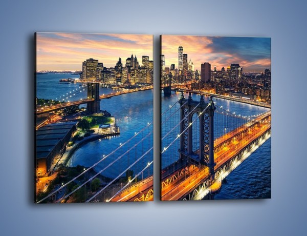 Obraz na płótnie – Nowojorskie mosty – dwuczęściowy prostokątny pionowy AM719