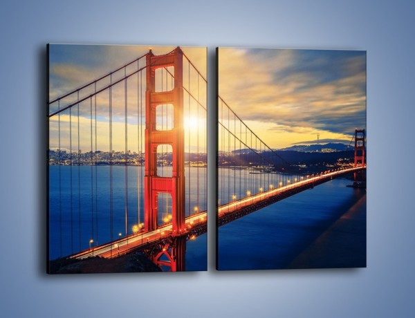 Obraz na płótnie – Zachód słońca nad Mostem Golden Gate – dwuczęściowy prostokątny pionowy AM738