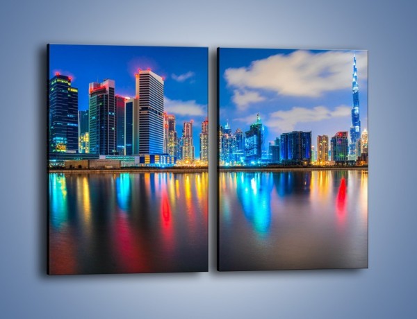 Obraz na płótnie – Kolory Dubaju odbite w wodzie – dwuczęściowy prostokątny pionowy AM740