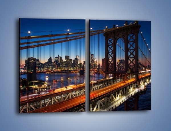 Obraz na płótnie – Nowojorskie mosty na tle Manhattanu – dwuczęściowy prostokątny pionowy AM751
