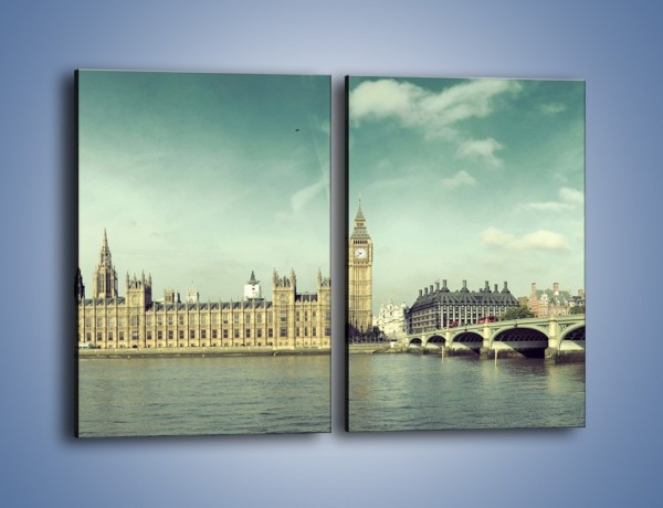 Obraz na płótnie – Panorama Pałacu Westminsterskiego – dwuczęściowy prostokątny pionowy AM758