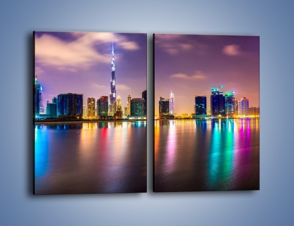 Obraz na płótnie – Światła Dubaju odbite w wodzie – dwuczęściowy prostokątny pionowy AM761