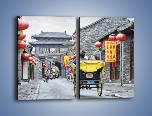 Obraz na płótnie – Podróż rikszą w mieście Zhangjiakou – dwuczęściowy prostokątny pionowy AM762