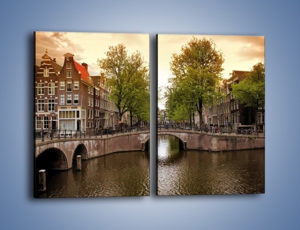 Obraz na płótnie – Amsterdamski kanał – dwuczęściowy prostokątny pionowy AM800