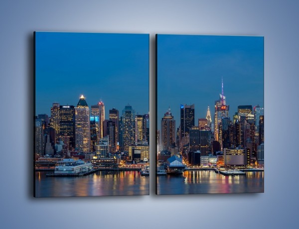 Obraz na płótnie – Panorama Nowego Yorku w nocy – dwuczęściowy prostokątny pionowy AM809