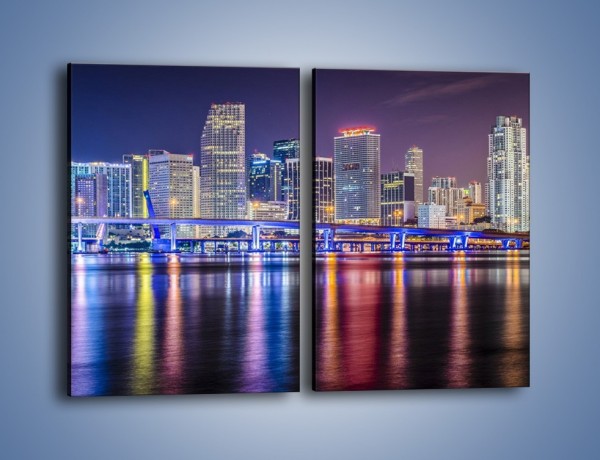 Obraz na płótnie – Światla Miami w odbiciu wód Biscayne Bay – dwuczęściowy prostokątny pionowy AM813