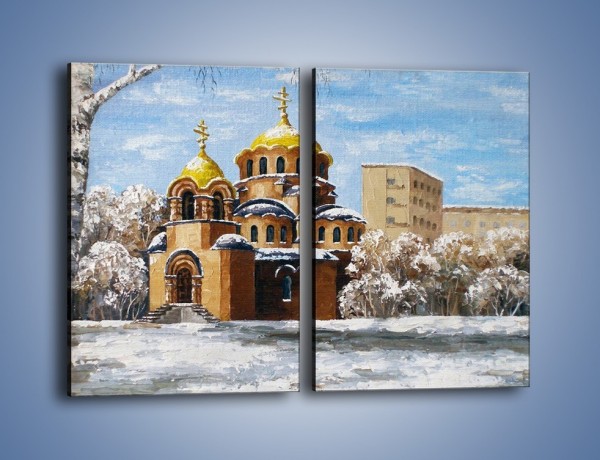 Obraz na płótnie – Cerkiew w trakcie zimy – dwuczęściowy prostokątny pionowy GR024