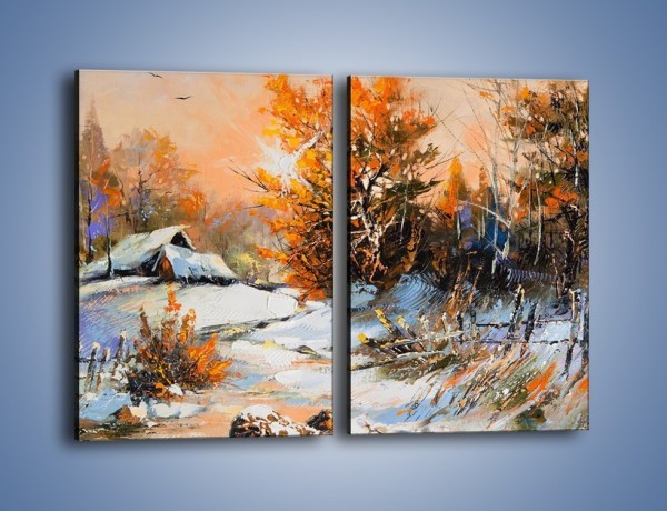 Obraz na płótnie – Zimowy klimat na wsi – dwuczęściowy prostokątny pionowy GR027