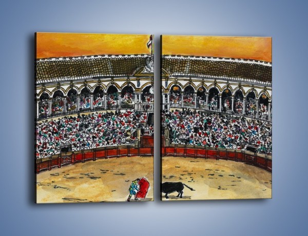 Obraz na płótnie – Walka torreadora z bykiem – dwuczęściowy prostokątny pionowy GR040