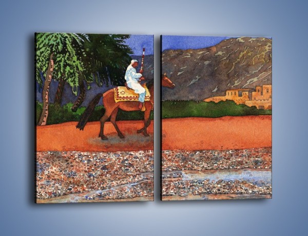 Obraz na płótnie – Arabski szejk na koniu – dwuczęściowy prostokątny pionowy GR052