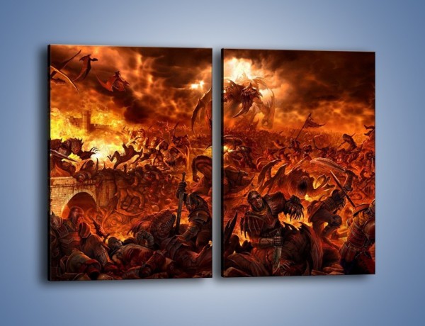 Obraz na płótnie – Bitwa z demonami – dwuczęściowy prostokątny pionowy GR137