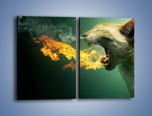 Obraz na płótnie – Kot z gorącym oddechem – dwuczęściowy prostokątny pionowy GR180