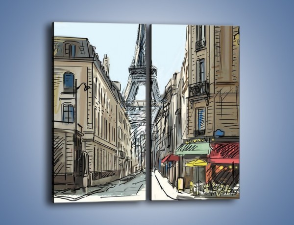 Obraz na płótnie – Paryskie uliczki z widokiem – dwuczęściowy prostokątny pionowy GR259