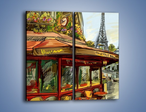 Obraz na płótnie – Paryskie kawiarenki pod daszkiem – dwuczęściowy prostokątny pionowy GR261