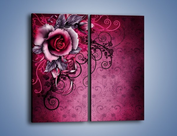 Obraz na płótnie – Róża i purpur – dwuczęściowy prostokątny pionowy GR272