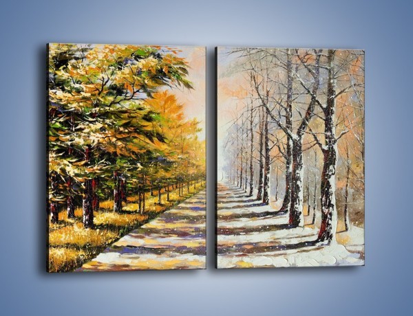 Obraz na płótnie – Trochę jesieni trochę zimy – dwuczęściowy prostokątny pionowy GR292
