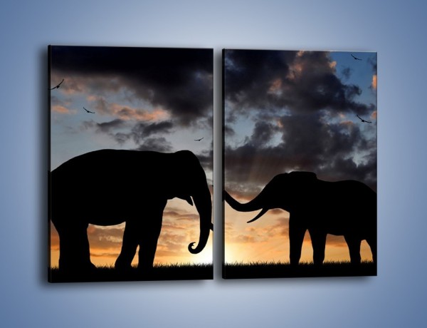 Obraz na płótnie – Dyskusja wśród słoni – dwuczęściowy prostokątny pionowy GR309