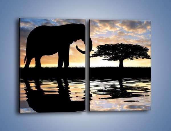 Obraz na płótnie – Samotność wśród słoni – dwuczęściowy prostokątny pionowy GR317