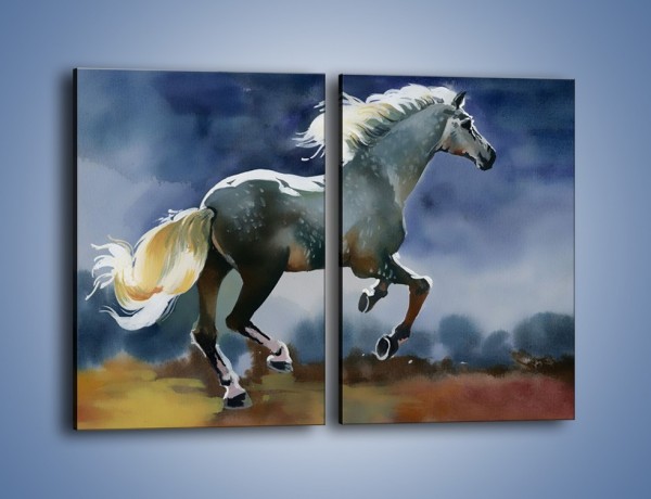 Obraz na płótnie – Bieg z koniem przez noc – dwuczęściowy prostokątny pionowy GR339