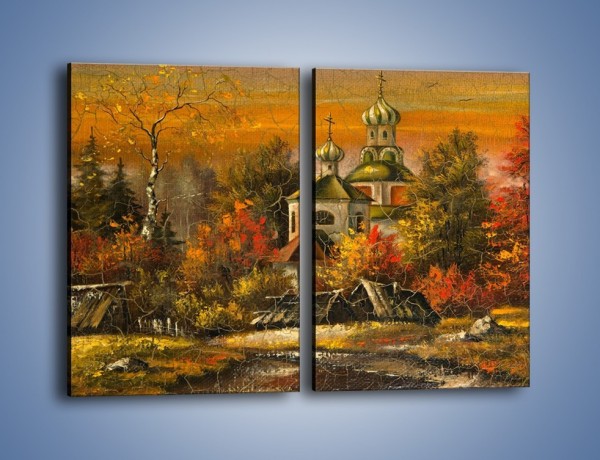 Obraz na płótnie – Kaplica późną jesienią – dwuczęściowy prostokątny pionowy GR369