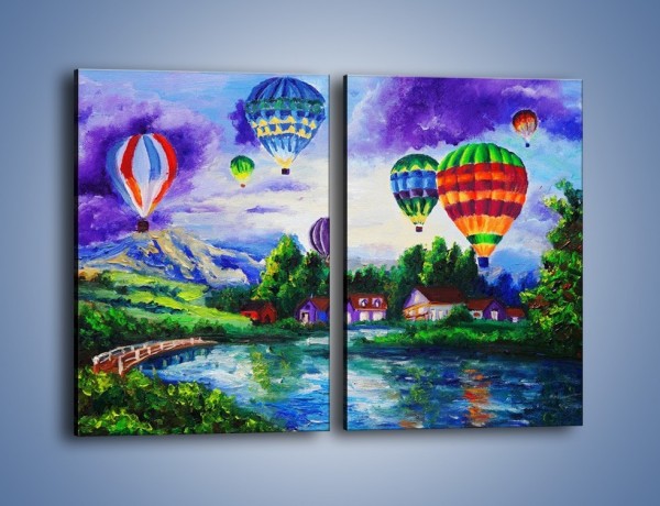 Obraz na płótnie – Lot kolorowym balonem – dwuczęściowy prostokątny pionowy GR482