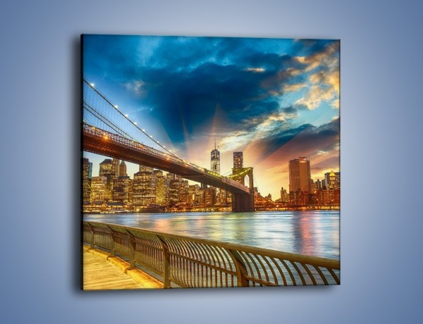 Obraz na płótnie – Most w Nowym Jorku o zmierzchu – jednoczęściowy kwadratowy AM754