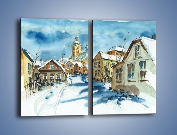 Obraz na płótnie – Miasto uśpione zimą – dwuczęściowy prostokątny pionowy GR557