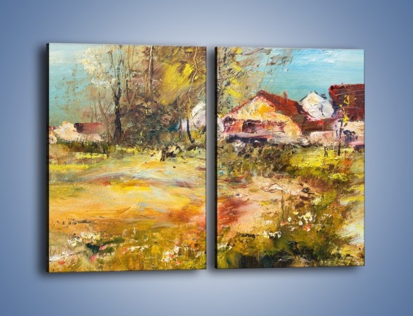 Obraz na płótnie – Wieś pędzlem malowana – dwuczęściowy prostokątny pionowy GR614