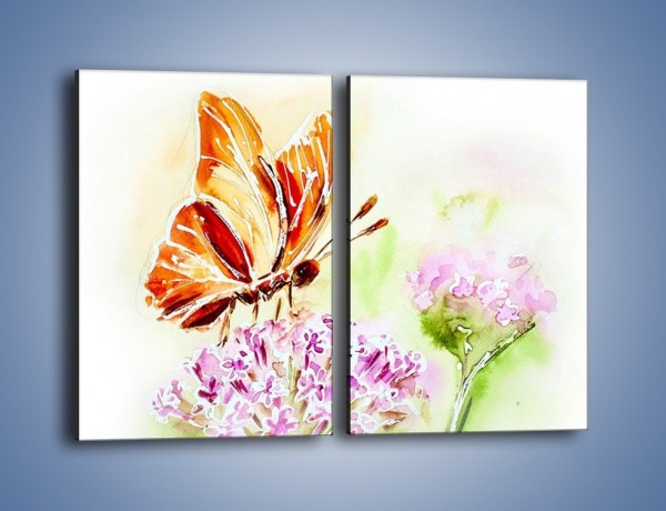 Obraz na płótnie – Kwiat z motylem – dwuczęściowy prostokątny pionowy GR625
