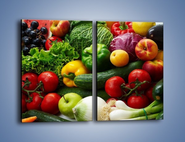 Obraz na płótnie – Mix warzywno-owocowy – dwuczęściowy prostokątny pionowy JN006
