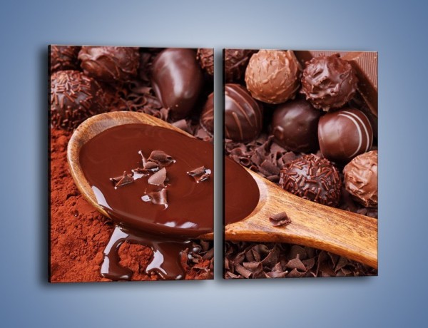Obraz na płótnie – Praliny w płynącej czekoladzie – dwuczęściowy prostokątny pionowy JN018